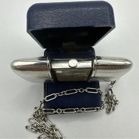 Vintage Marshall Sterling Silver Pocket Travel Watch Sliding Case #361